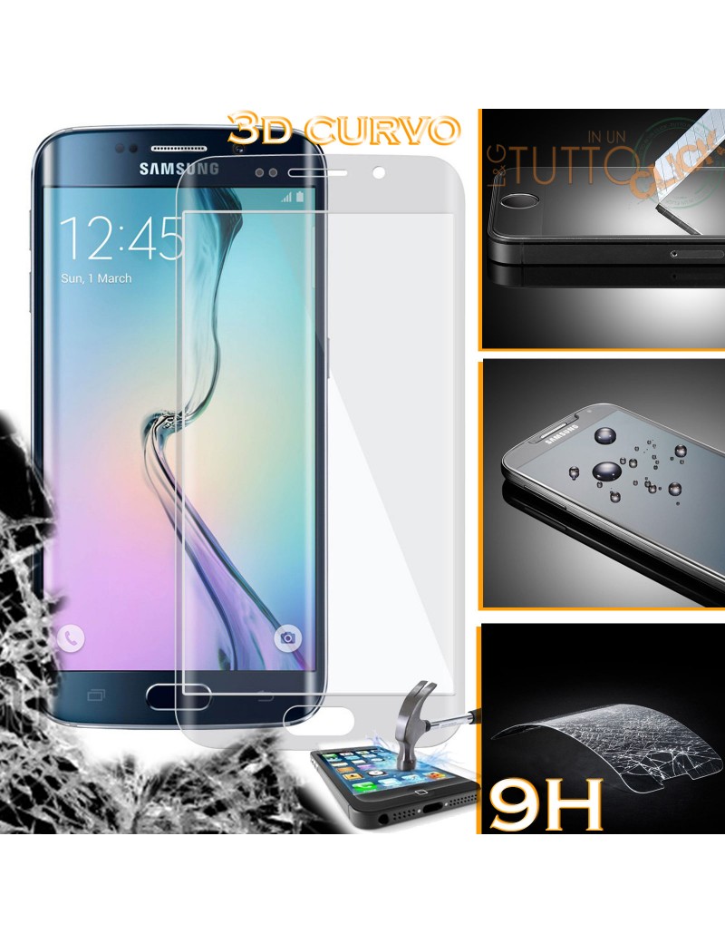 Pellicola vetro temperato CURVO 3D proteggi schermo 9H per Samsung Galaxy s6 edge g925