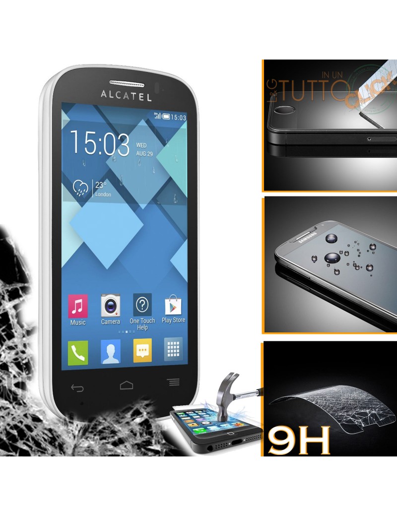 Pellicola vetro temperato proteggi schermo 9H per Alcatel One Touch Pop C3 4033A 4033E