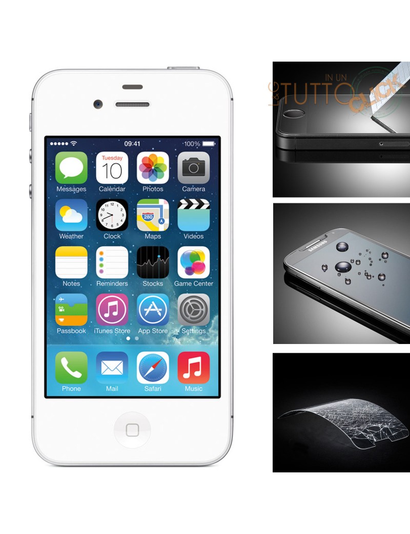 Pellicola vetro temperato proteggi schermo per Apple iPhone 4 4s tempered glass