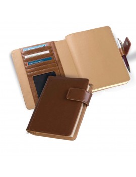 AGENDA PORTAFOGLIO - CHIUSURA CROMATA CON BOTTONE CALAMITATO