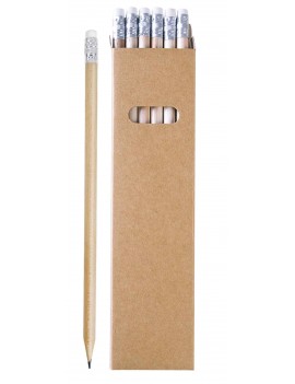 ARKÉ NAT - SET 6 MATITE IN LEGNO NATURALE CON GOMMINO