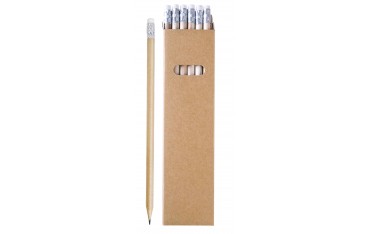 ARKÉ NAT - SET 6 MATITE IN LEGNO NATURALE CON GOMMINO